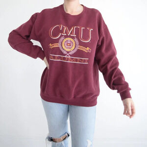 Vintage Jerzees  CMU Central Michigan Maroon Crewneck Sweater M